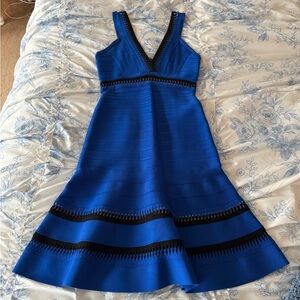 Herve Leger Bright Blue/Black Luana Dress